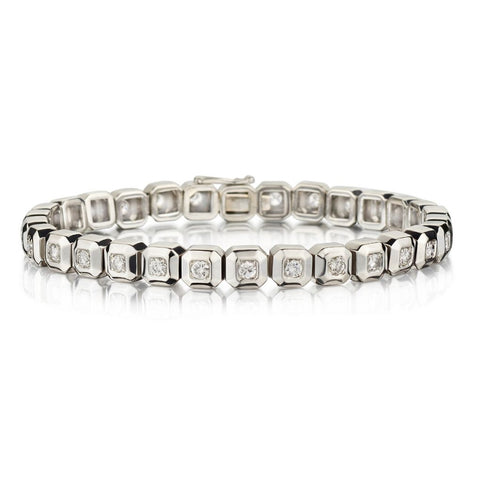 2.50 Carat Total Bezel-Set Round Brilliant Cut Diamond Tennis Bracelet