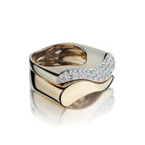 18KT Yellow And White Gold Unique Swirl Diamond 2-Tone Ring