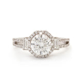 1.38 Carat Round Brilliant-Cut Diamond White Gold Halo Ring