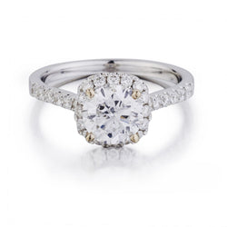 1.40 Carat Round Brilliant Cut Diamond Halo-Set Ring