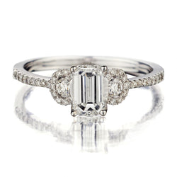 0.78 Carat Emerald Cut Diamond White Gold Ring