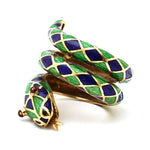 Vintage Yellow Gold And Enamel Coiled Snake Ring