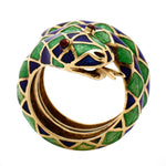 Vintage Yellow Gold And Enamel Coiled Snake Ring