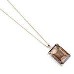 Impressive Large Smokey Brown Topaz Rose Gold Pendant