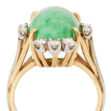 Green Jade And Diamond 18KT Yellow Gold N,S,E,W Ring