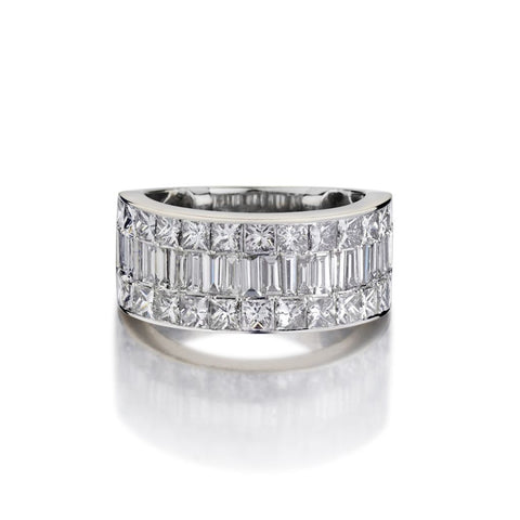 5.50 Carat Total Baguette And Princess Cut Diamond WG Band