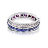 Platinum Edwardian Multi-Purpose Ruby, Diamond And Sapphire Band