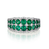 Ladies 18kt White Gold Diamond and Green Emerald Ring