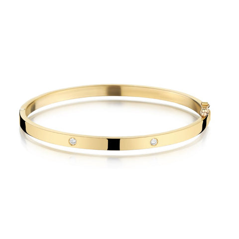 18KT Yellow Gold Oval-Shaped Diamond Bangle