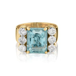 14KT Rose Gold Retro Aquamarine And Diamond Ring