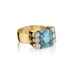 14KT Rose Gold Retro Aquamarine And Diamond Ring