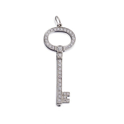 Platinum And Round Brilliant Cut Diamond Key Pendant