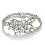 4.00 Carat Total Weight Round Brilliant And Baguette Cut Floral Bracelet