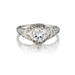 0.85 Carat Old-European Cut Diamond Art Deco White Gold RIng