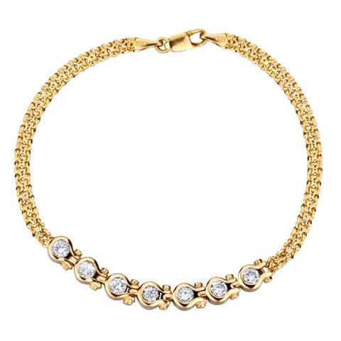 1.50 Carat Total Weight Yellow Gold Diamond Bracelet