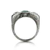 1.65 Carat Untreated Green Emerald And Diamond Vintage Ring