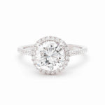 1.96 Carat Round Brilliant Cut Diamond Halo Set Ring