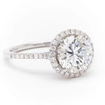 1.96 Carat Round Brilliant Cut Diamond Halo Set Ring