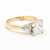 2.01 Carat Princess Cut & Trillian Cut Diamond Gold Ring