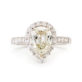 1.75 Carat Pear-Shaped Diamond Halo-Set 18KT White Gold Ring