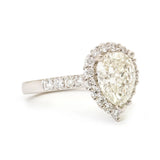 1.75 Carat Pear-Shaped Diamond Halo-Set 18KT White Gold Ring