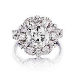 2.15 Carat Old-European Cut Diamond Cluster WG Ring