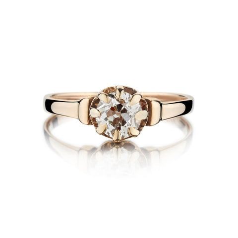 0.80 Carat Old-European Cut Diamond Vintage Rose Gold Ring