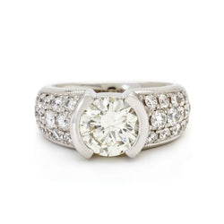 2.95 Carat Round Brilliant Cut Half-Bezel Wide Ring