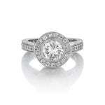 1.45 Carat Round Brilliant Cut Diamond Halo-Platinum Ring