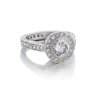 1.45 Carat Round Brilliant Cut Diamond Halo-Platinum Ring