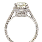 3.05CT Emerald Cut Diamond Halo-Set White Gold Ring