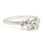 Art-Deco Plat Old-European Cut Diamond Three-Stone Ring