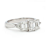 Emerald Cut & Trillian Cut Diamond White Gold Ring