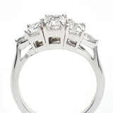 Emerald Cut & Trillian Cut Diamond White Gold Ring