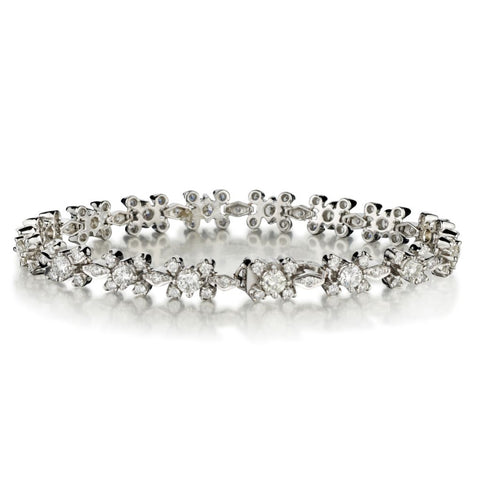 6.00 Carat Total Weight Round Brilliant Cut Diamond Floral Bracelet