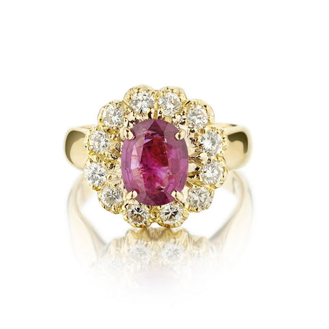 2.50 Carat Oval-Cut Ruby And Diamond Halo Ring