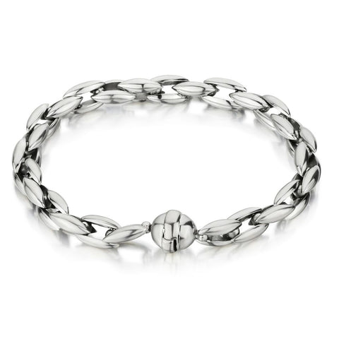 14KT White Gold Unique Link High Polish Bracelet