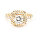 1.15 Carat Round Brilliant Cut Diamond Gold Halo Ring