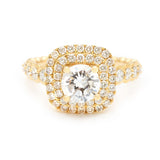 1.15 Carat Round Brilliant Cut Diamond Gold Halo Ring