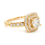 1.15 Carat Round Brilliant Cut Diamond Gold Halo Ring