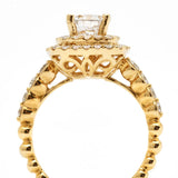 1.15 Carat Round Brilliant Cut Diamond Gold Halo Ring