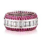 6.70 Tw Emerald Cut Diamond and Ruby Eternity Band.