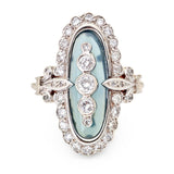 Art-Deco Style Round Brilliant Cut Diamonds Navette Ring