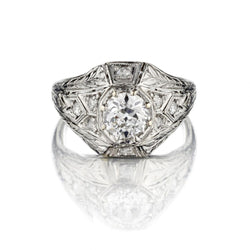 Art Deco 1.05 Carat Old-European Cut Diamond Hexagonal Engagement Ring