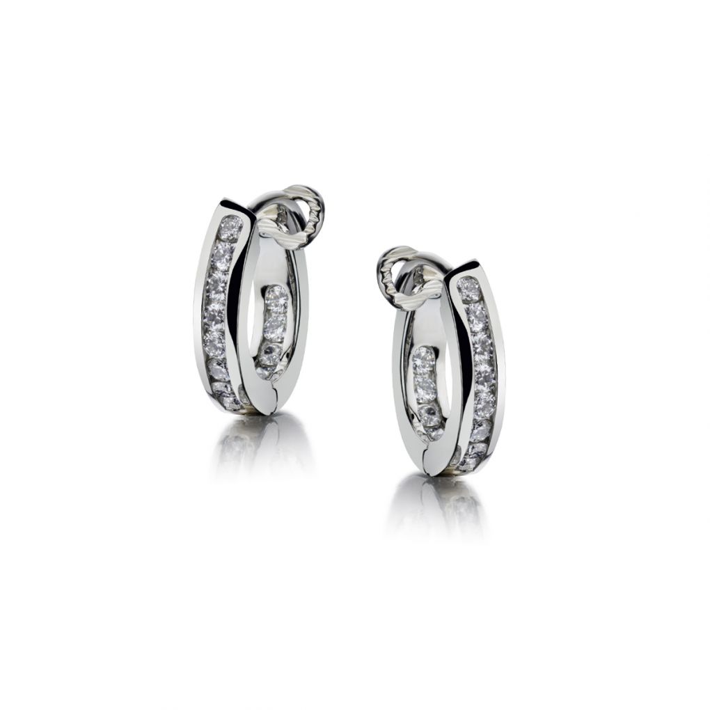 Tiffany T Diamond Hoop Earrings in 18k White Gold  Pampillonia Jewelers   Estate and Designer Jewelry