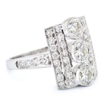 Art Deco-Inspired White Gold Custom Made Diamond Ring