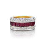 18KT Yellow And White Gold Diamond And Ruby Ring