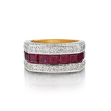 18KT Yellow And White Gold Diamond And Ruby Ring