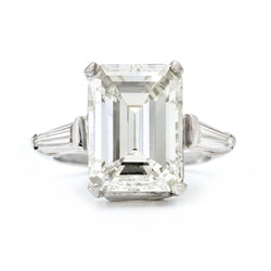 5.90 Carat Emerald Cut Diamond Platinum Engagement Ring