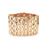 Retro 14KT Yellow Gold Geometric-Pattern Substantial Bracelet